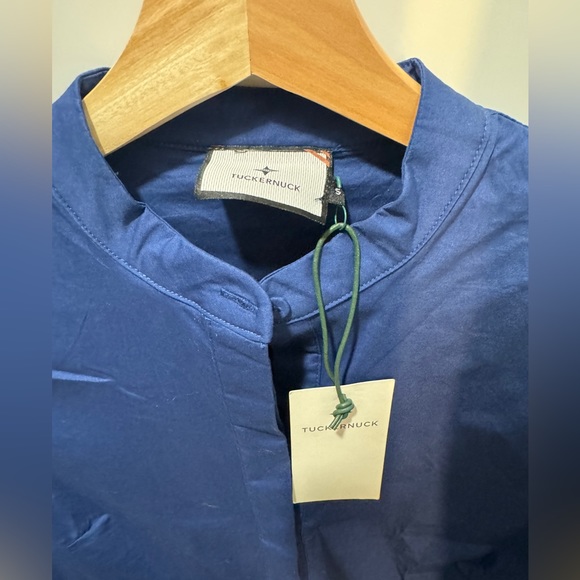 Royal blue NEW Tuckernuck Button Classic Long Sleeve Mini Shirt Dress Small - Picture 2 of 4